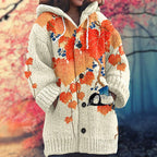 Button-Up Hoodie Cozy Printed Deep Pockets