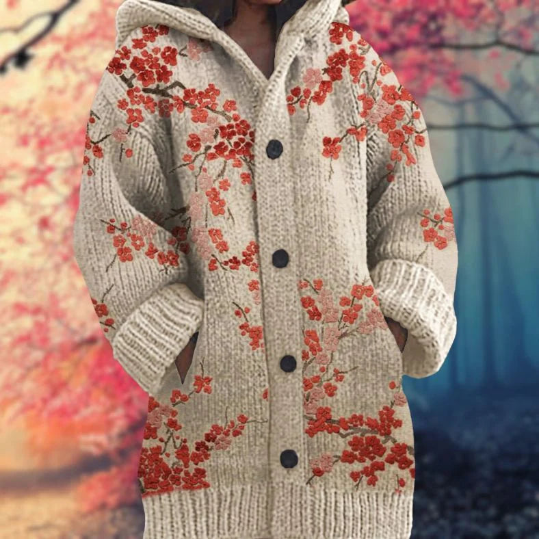 Button-Up Hoodie Cozy Printed Deep Pockets