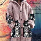 Button-Up Hoodie Cozy Printed Deep Pockets