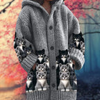 Button-Up Hoodie Cozy Printed Deep Pockets