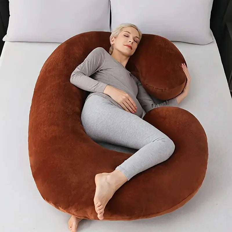 C-Shaped Body Pillow Contoured Support Machine-Washable Cover