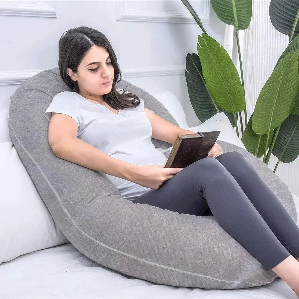 C-Shaped Body Pillow Contoured Support Machine-Washable Cover