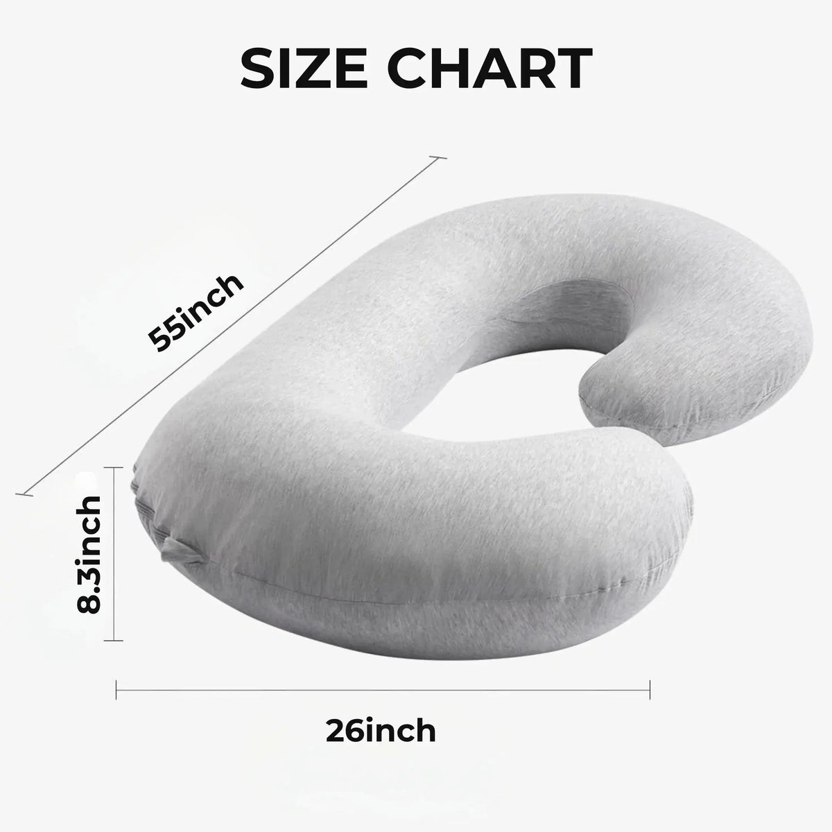 C-Shaped Body Pillow Contoured Support Machine-Washable Cover