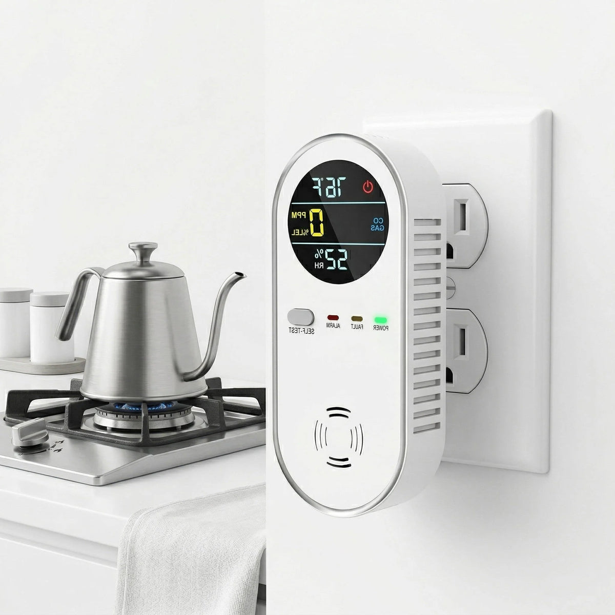 CO & Gas Detector Plug-In 85 dB Alarm