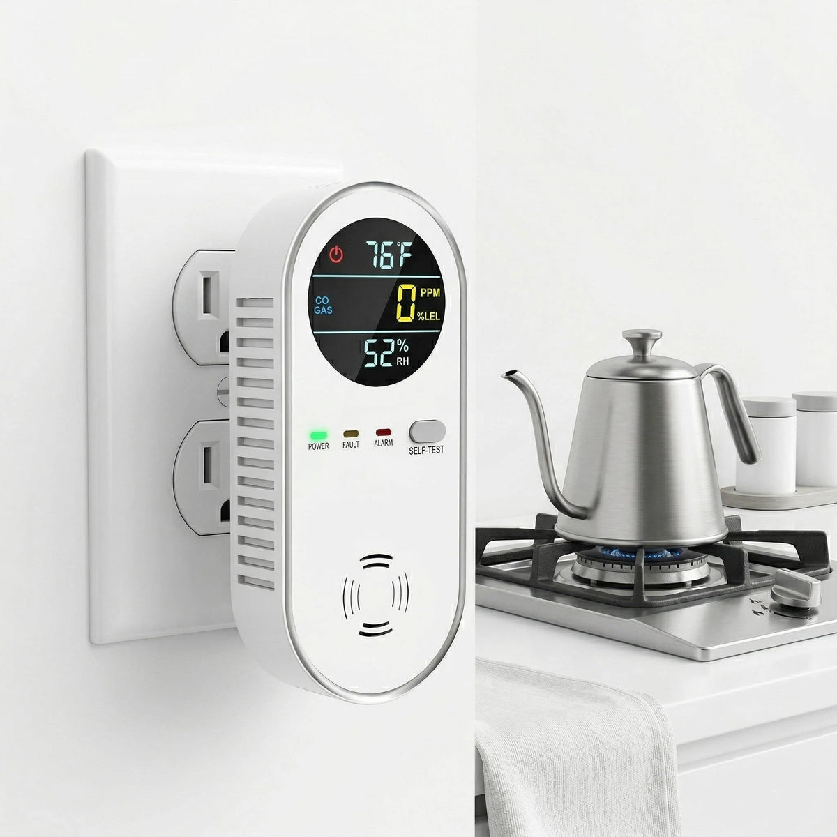 CO & Gas Detector Plug-In 85 dB Alarm