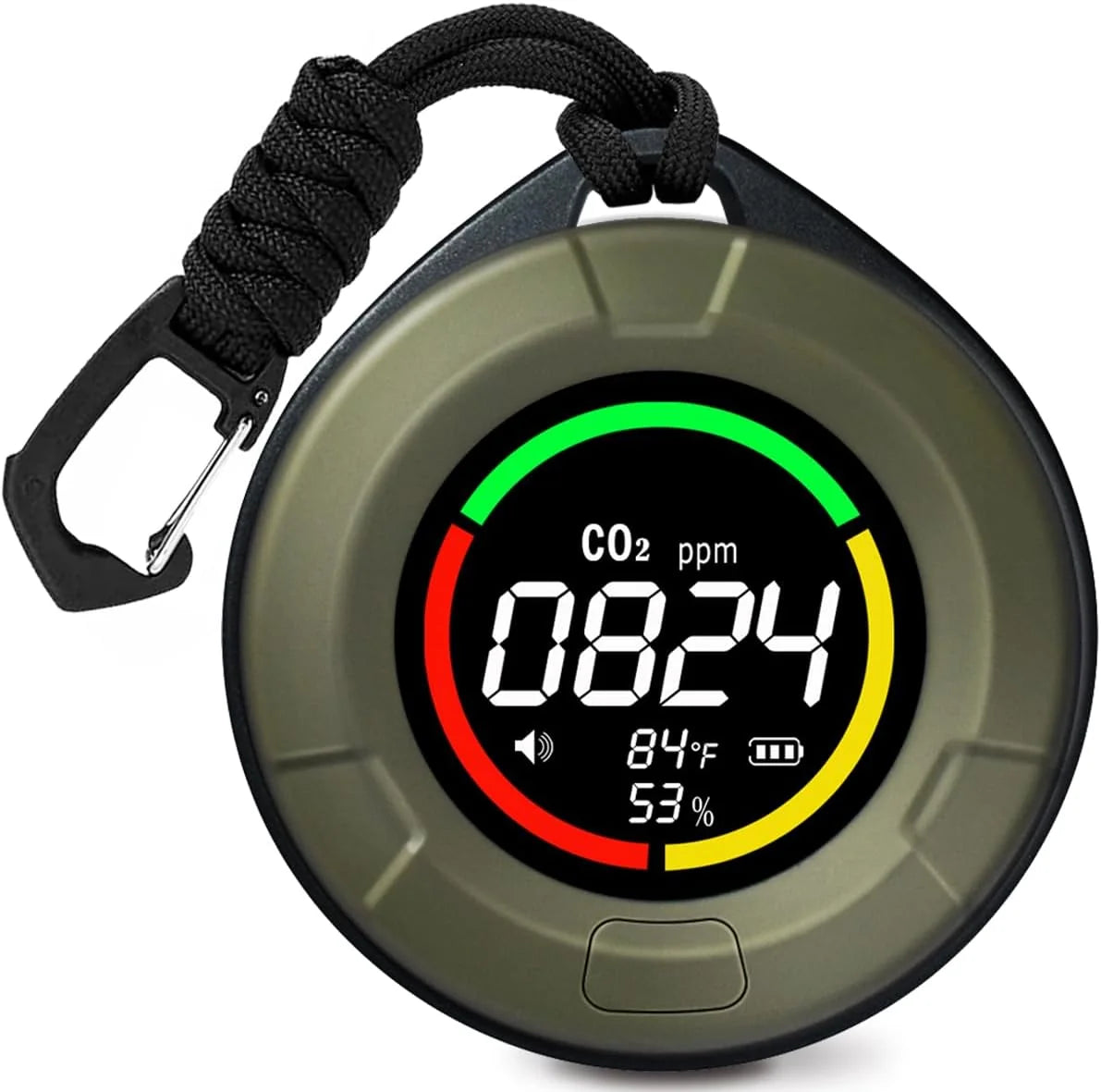 CO2 Monitor Portable Rechargeable 3-In-1 Temp & Humidity