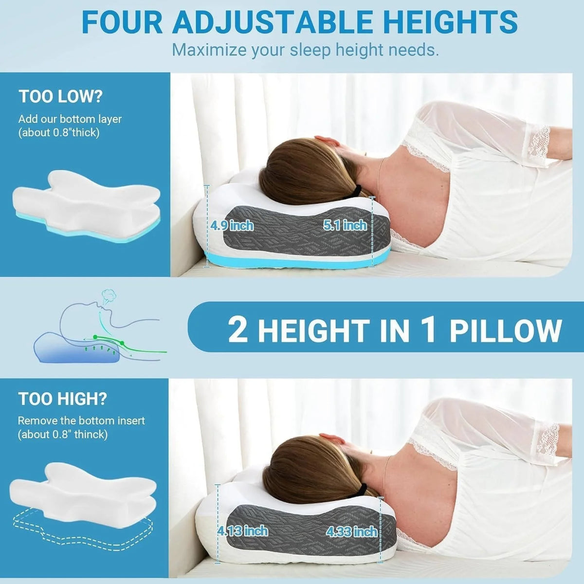 CPAP Pillow Memory Foam Dual Mask Cutouts