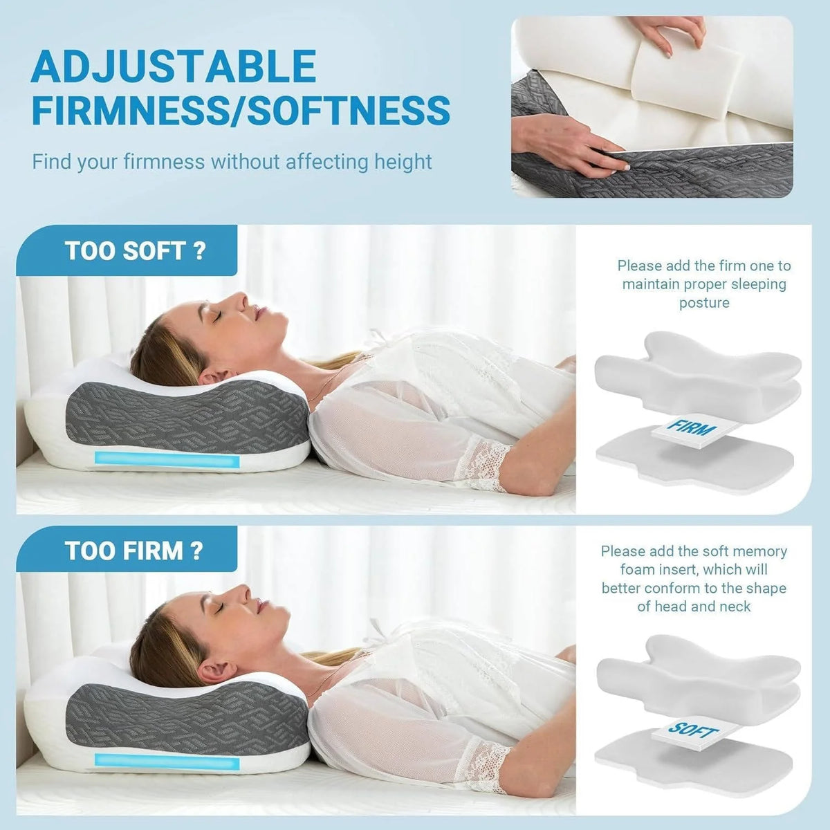 CPAP Pillow Memory Foam Dual Mask Cutouts