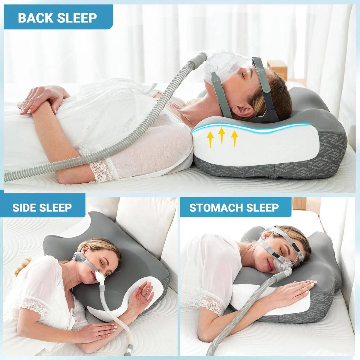 CPAP Pillow Memory Foam Dual Mask Cutouts