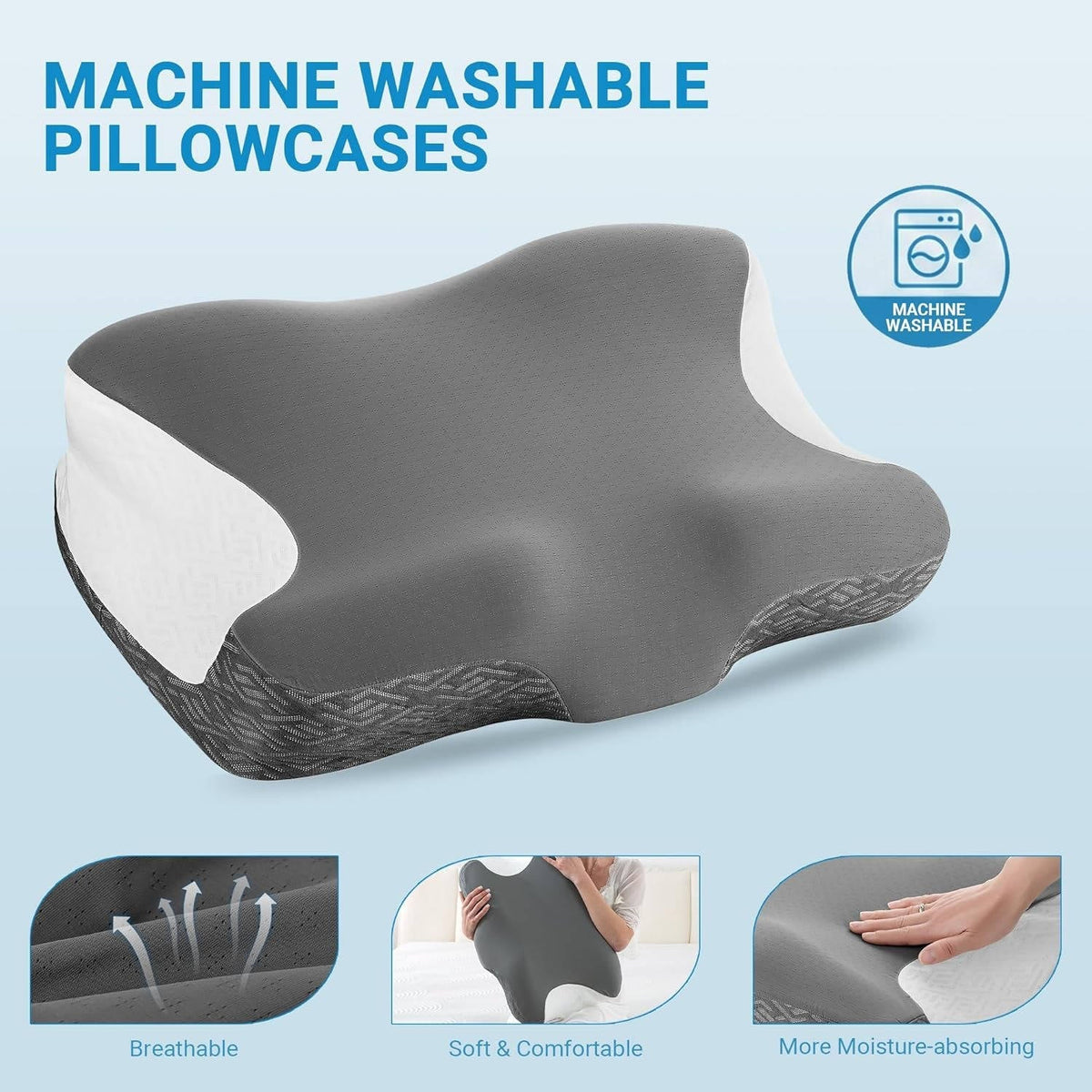 CPAP Pillow Memory Foam Dual Mask Cutouts