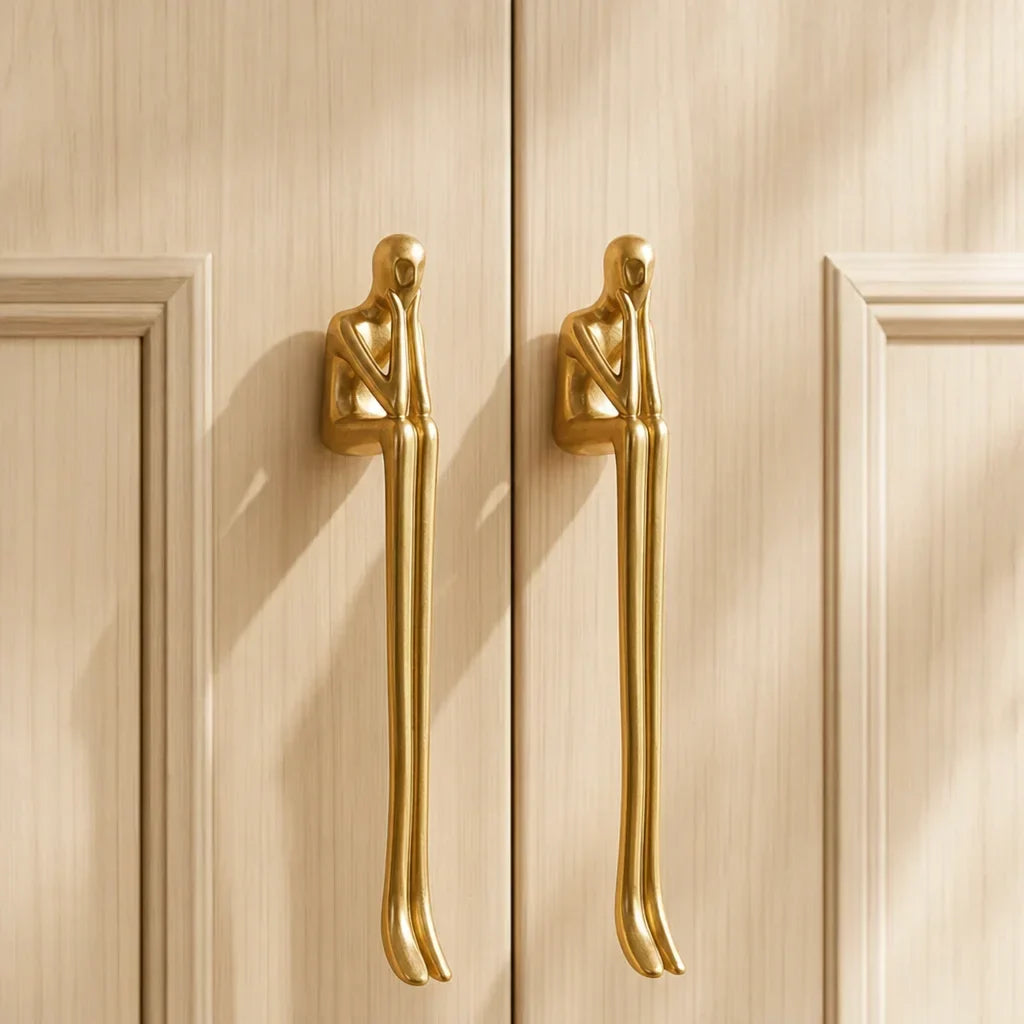 Cabinet Handle Solid Brass Thinker Design
