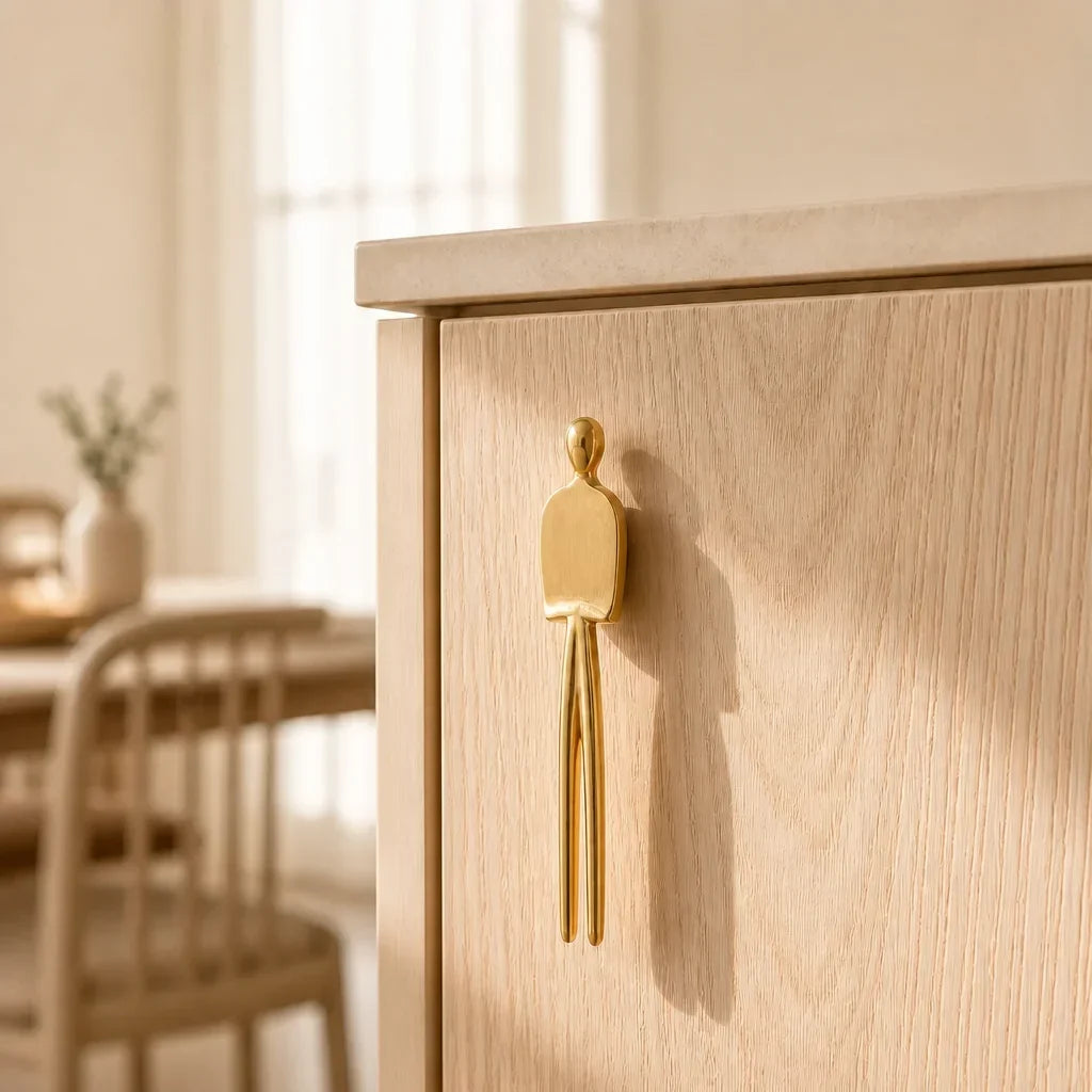 Cabinet Handle Solid Brass Thinker Design