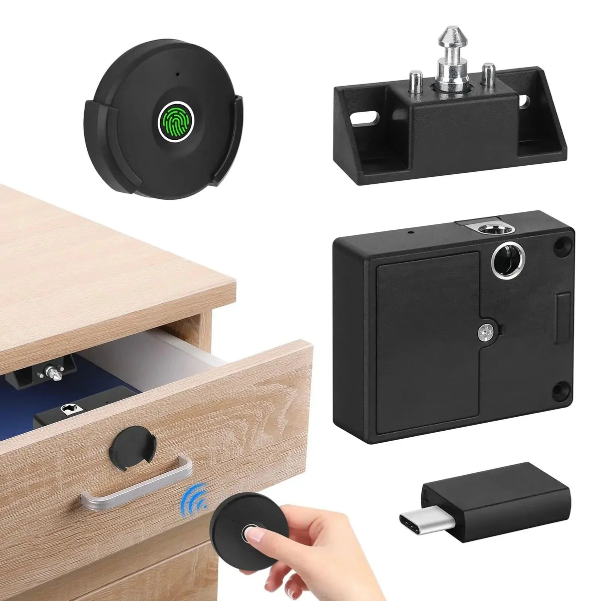Cabinet Lock Fingerprint Quick Unlock No-Drill Mounting