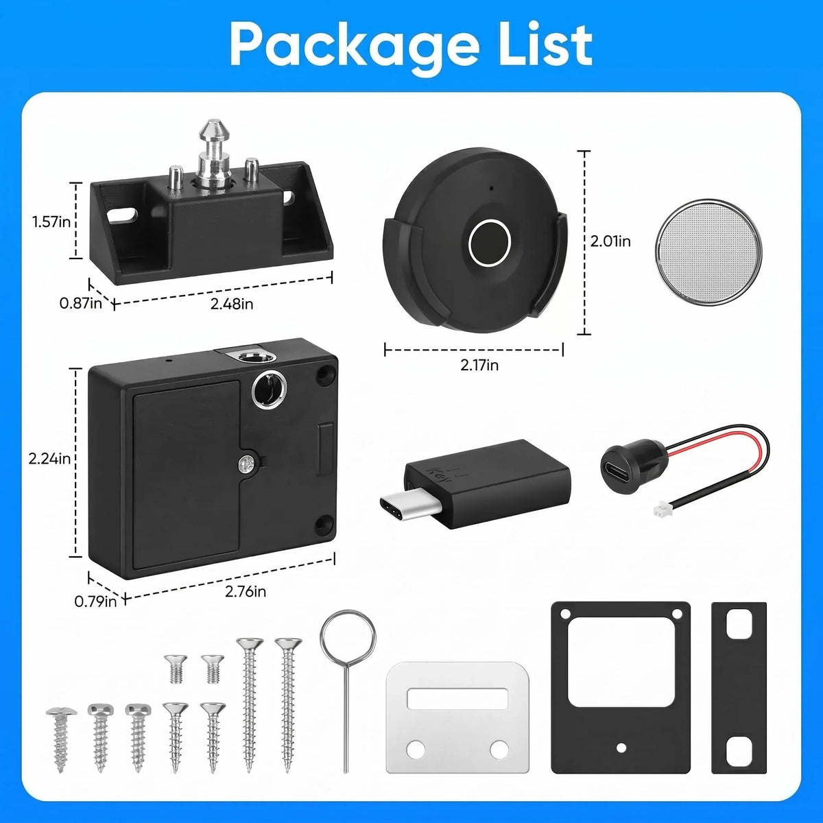 Cabinet Lock Fingerprint Quick Unlock No-Drill Mounting