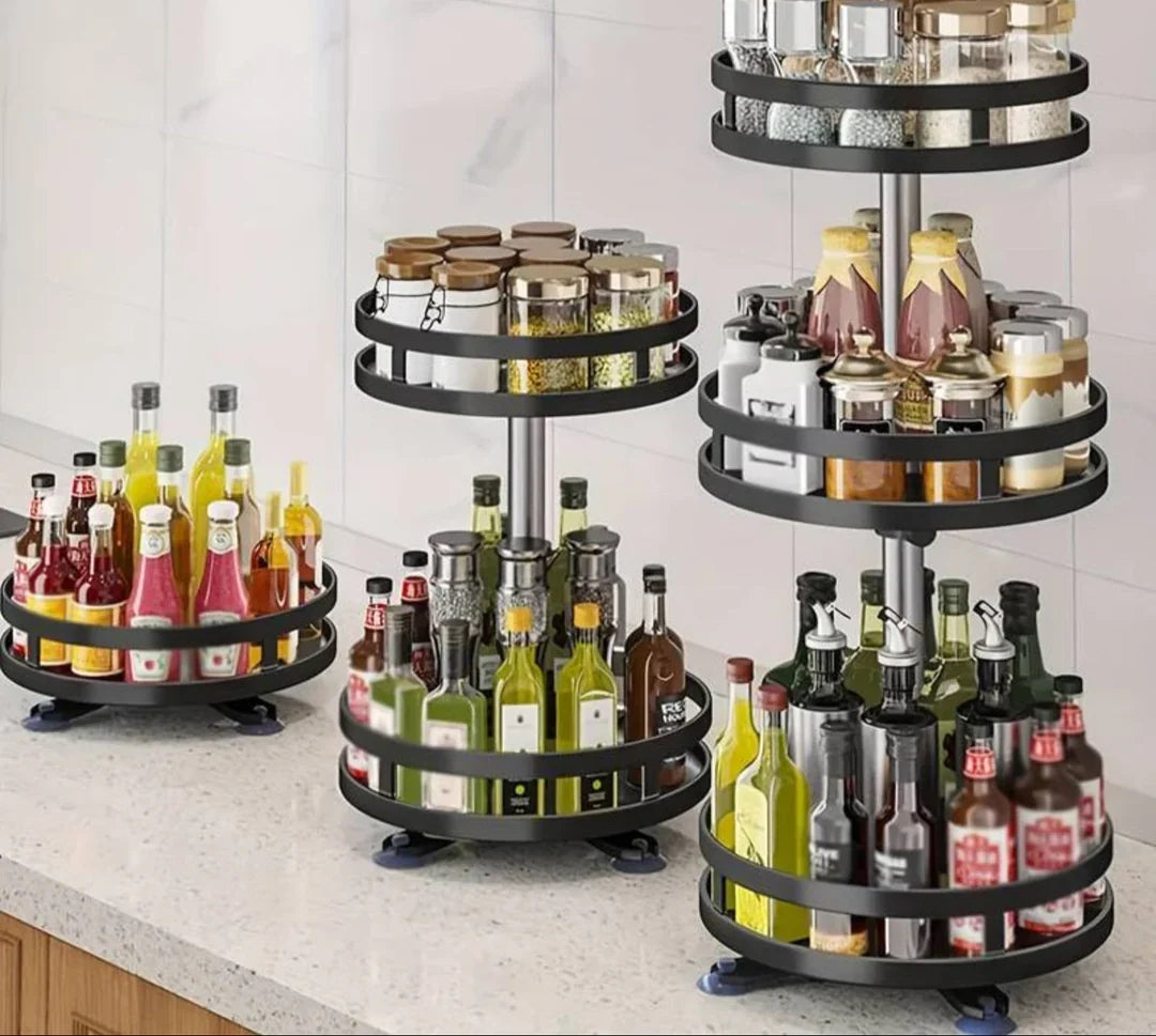 Cabinet Organizer 360 Degree Rotation Height Adjustable & Space-Saving
