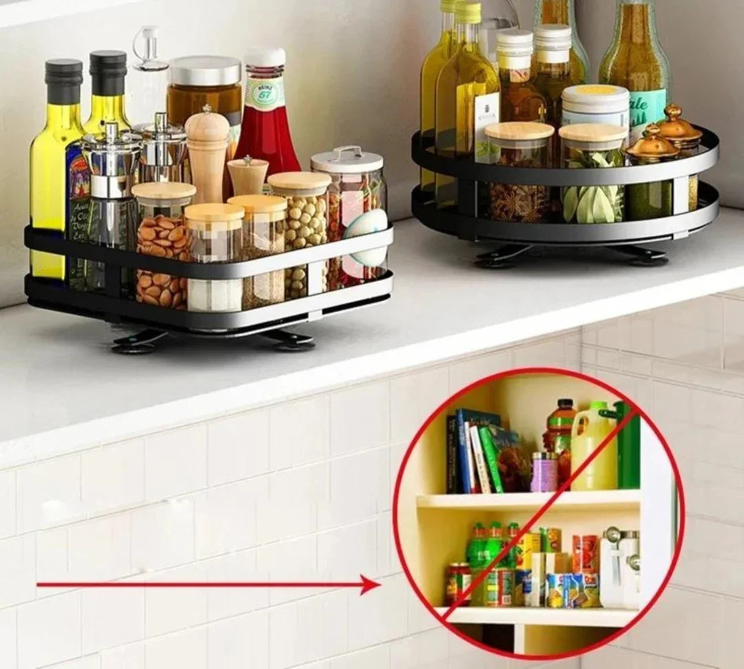 Cabinet Organizer 360 Degree Rotation Height Adjustable & Space-Saving