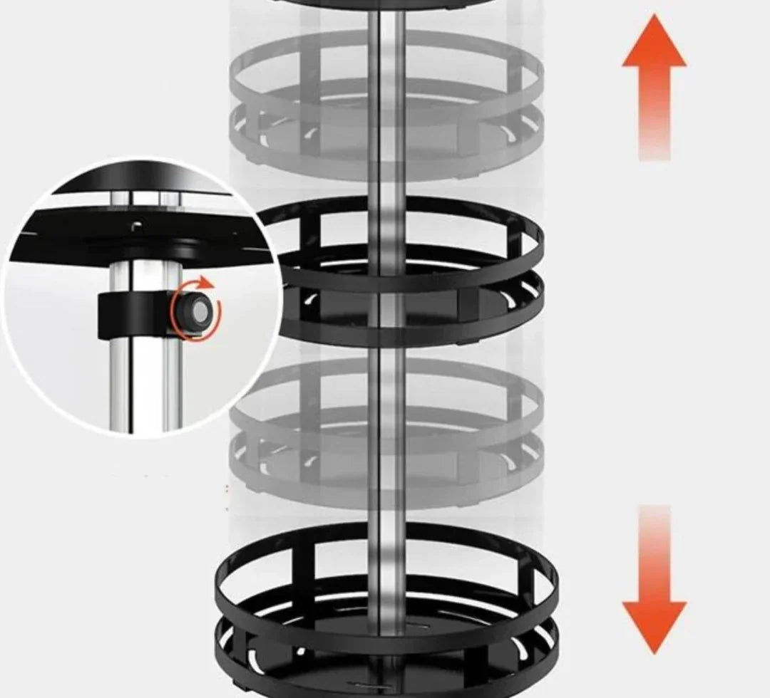 Cabinet Organizer 360 Degree Rotation Height Adjustable & Space-Saving