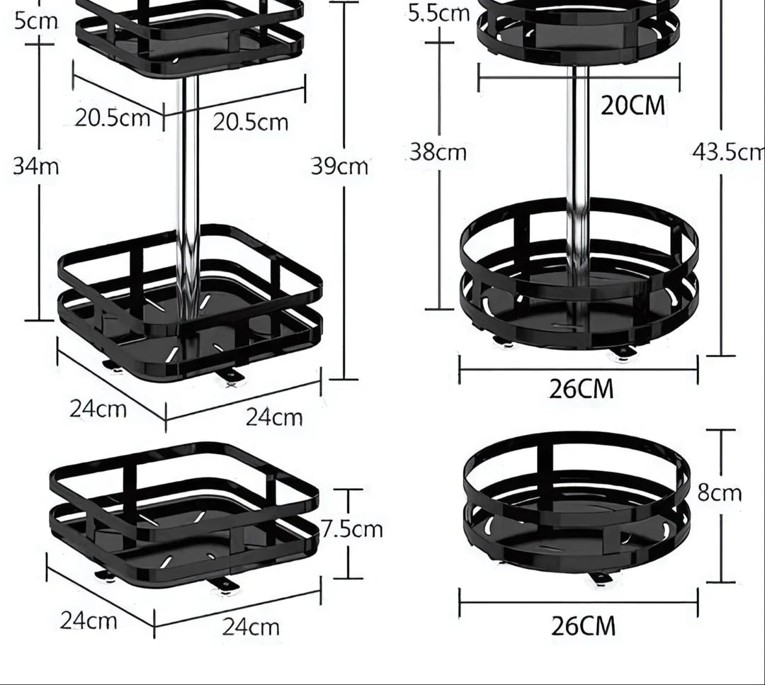 Cabinet Organizer 360 Degree Rotation Height Adjustable & Space-Saving