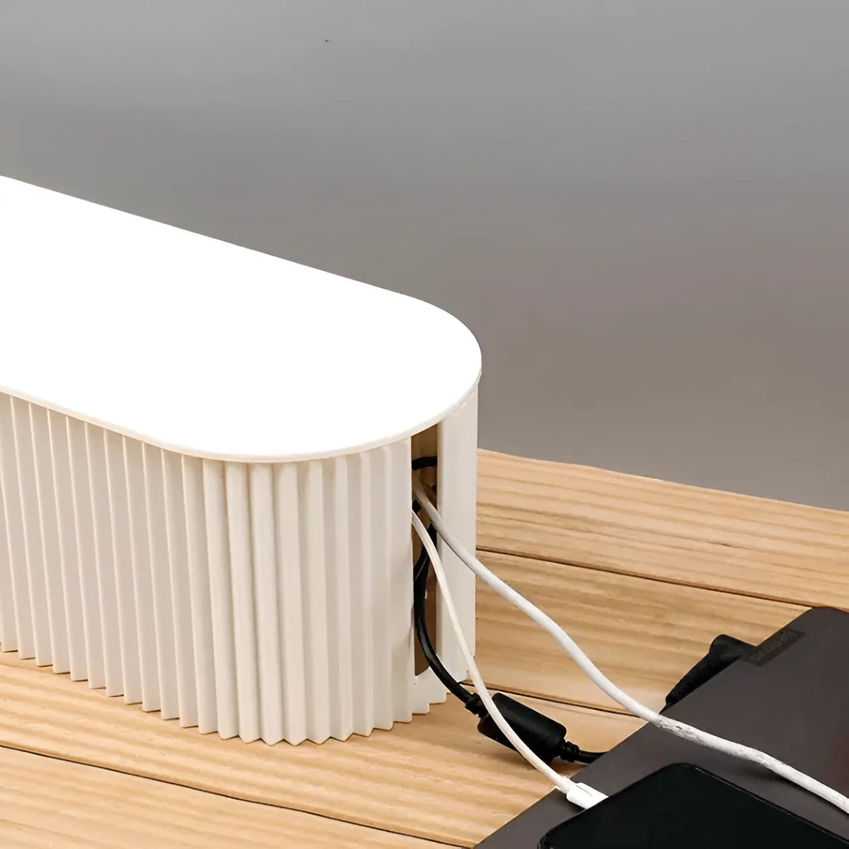 Cable Management Box Ribbed Design & Flat Lid 11x33cm