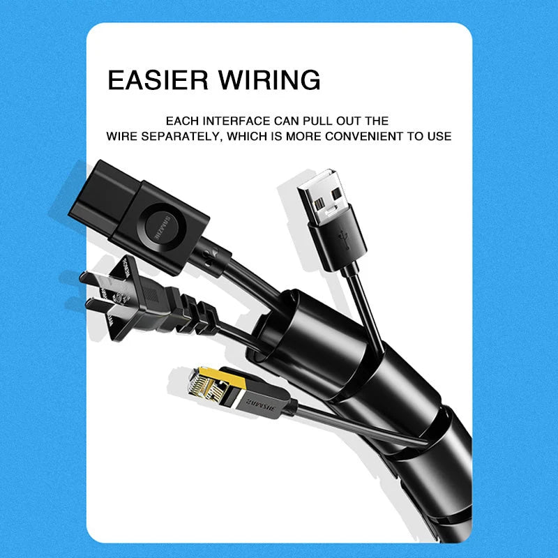 Cable Organizer Sleeve Reusable Spring-Loaded Tool 2 Meter