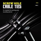 Cable Ties Self-Locking Nylon With Screw Hole 100 Pieces