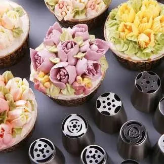 Cake Piping Nozzle Set Flower Tips Stainless Steel
