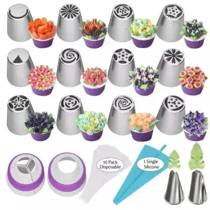 Cake Piping Nozzle Set Flower Tips Stainless Steel