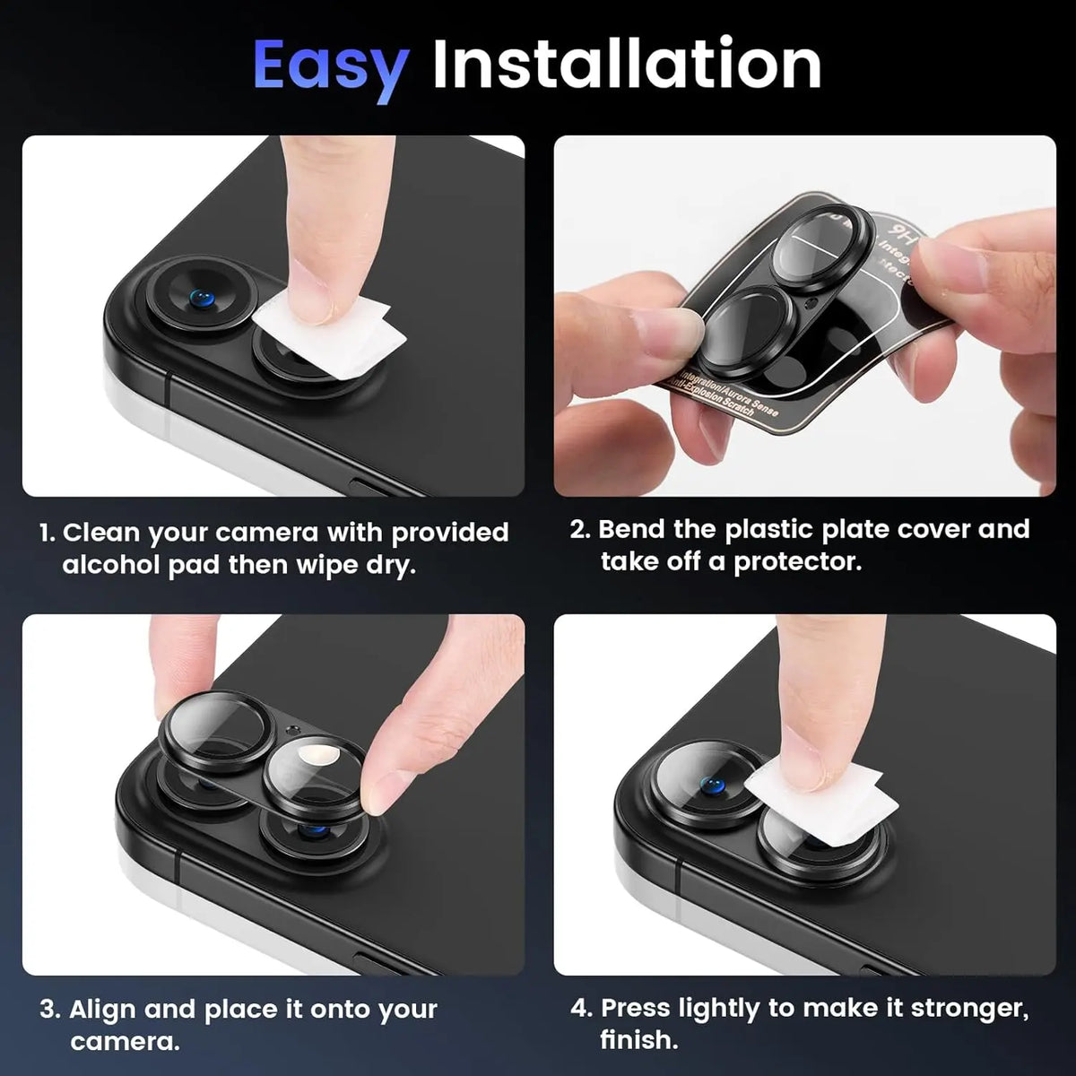 Camera Lens Protector Metal Frame & Tempered Glass