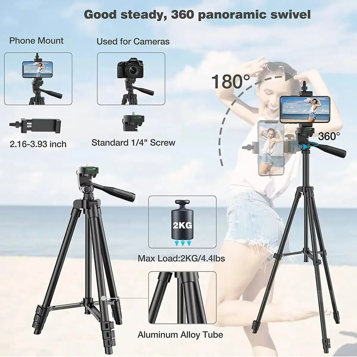 Camera Tripod Expandable Foldable Wireless Remote