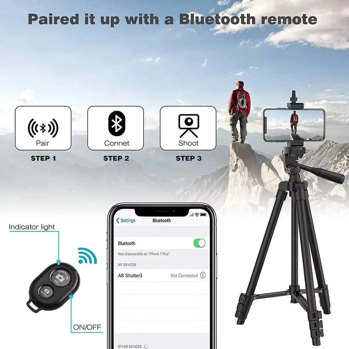 Camera Tripod Expandable Foldable Wireless Remote