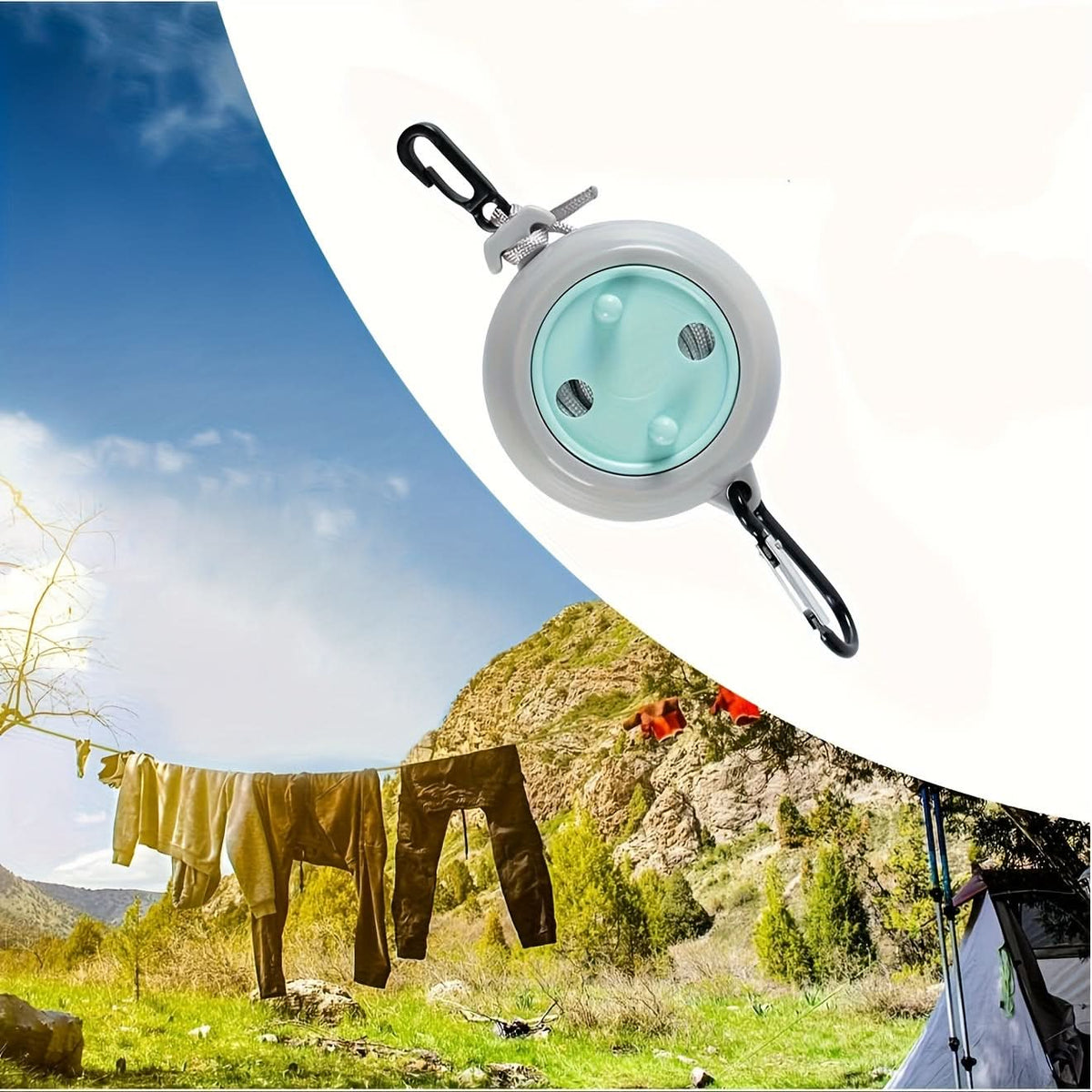 Camping Clothesline Adjustable Elastic Rope Reinforced Clips