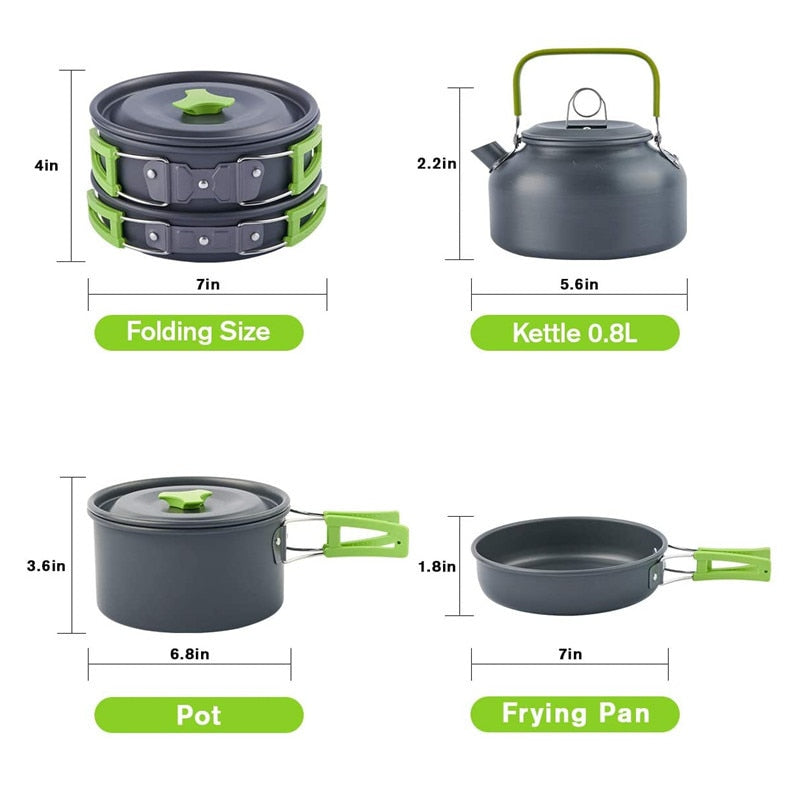 Camping Cookware Kit Lightweight Hard Alumina
