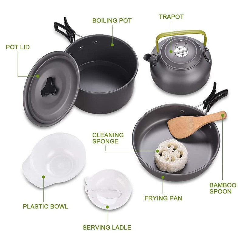 Camping Cookware Kit Lightweight Hard Alumina