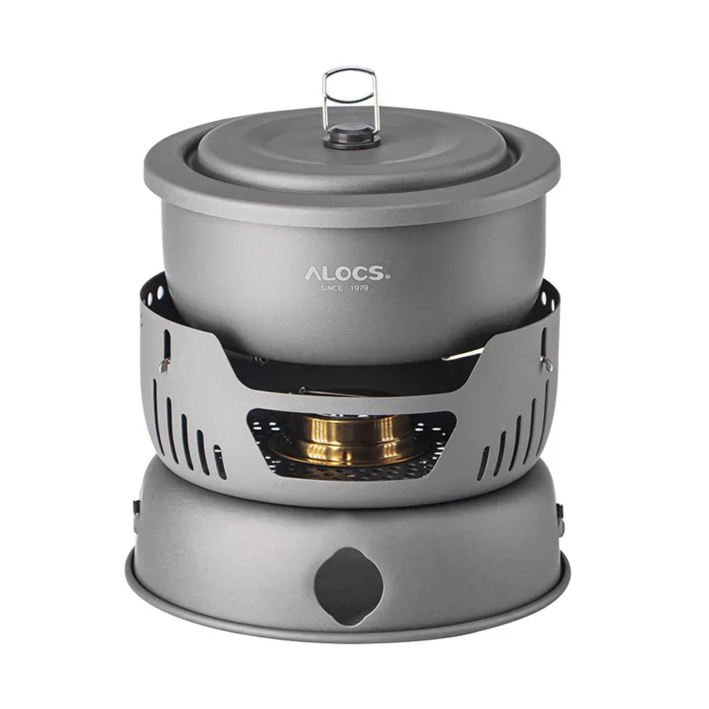 Camping Cookware Set Lightweight Wind-Resistant Aluminum & Stainless Steel