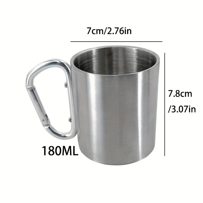 Camping Cup Stainless Steel Integrated Buckle Handle 180 mL