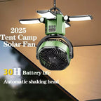 Camping Fan Solar Rechargeable 6000mAh