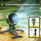 Camping Fan Solar Rechargeable 6000mAh