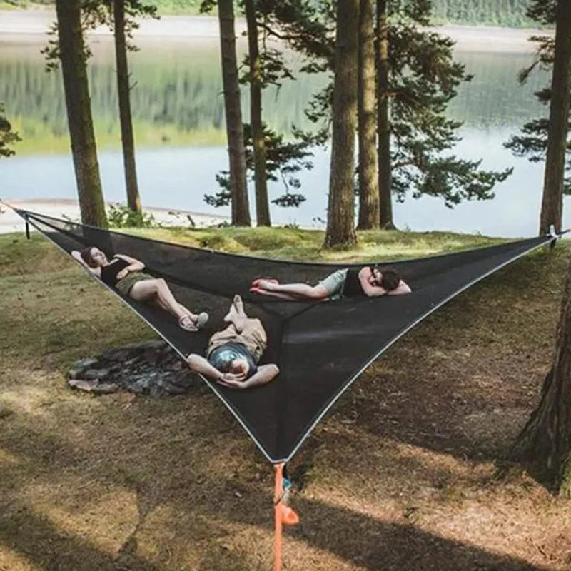 Camping Hammock 3-Point Anchor Multi-Person Nylon