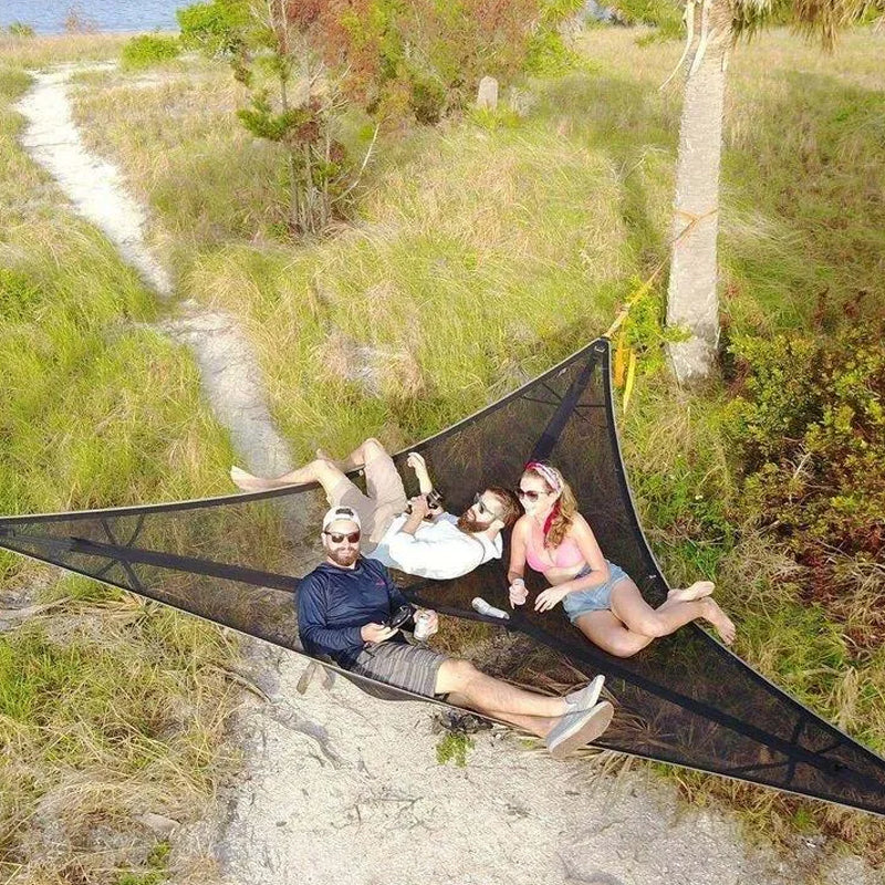Camping Hammock 3-Point Anchor Multi-Person Nylon