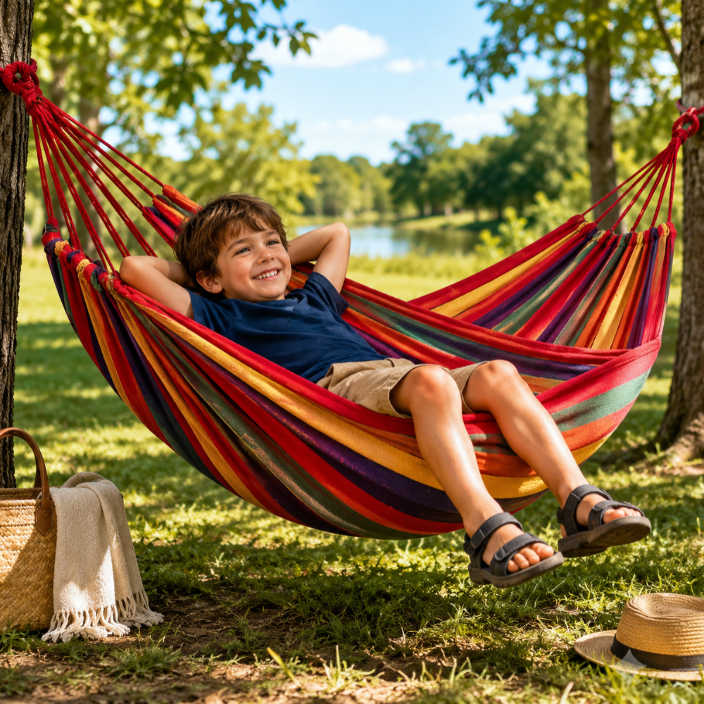 Camping Hammock Lightweight Canvas Mesh Supports 441 lb