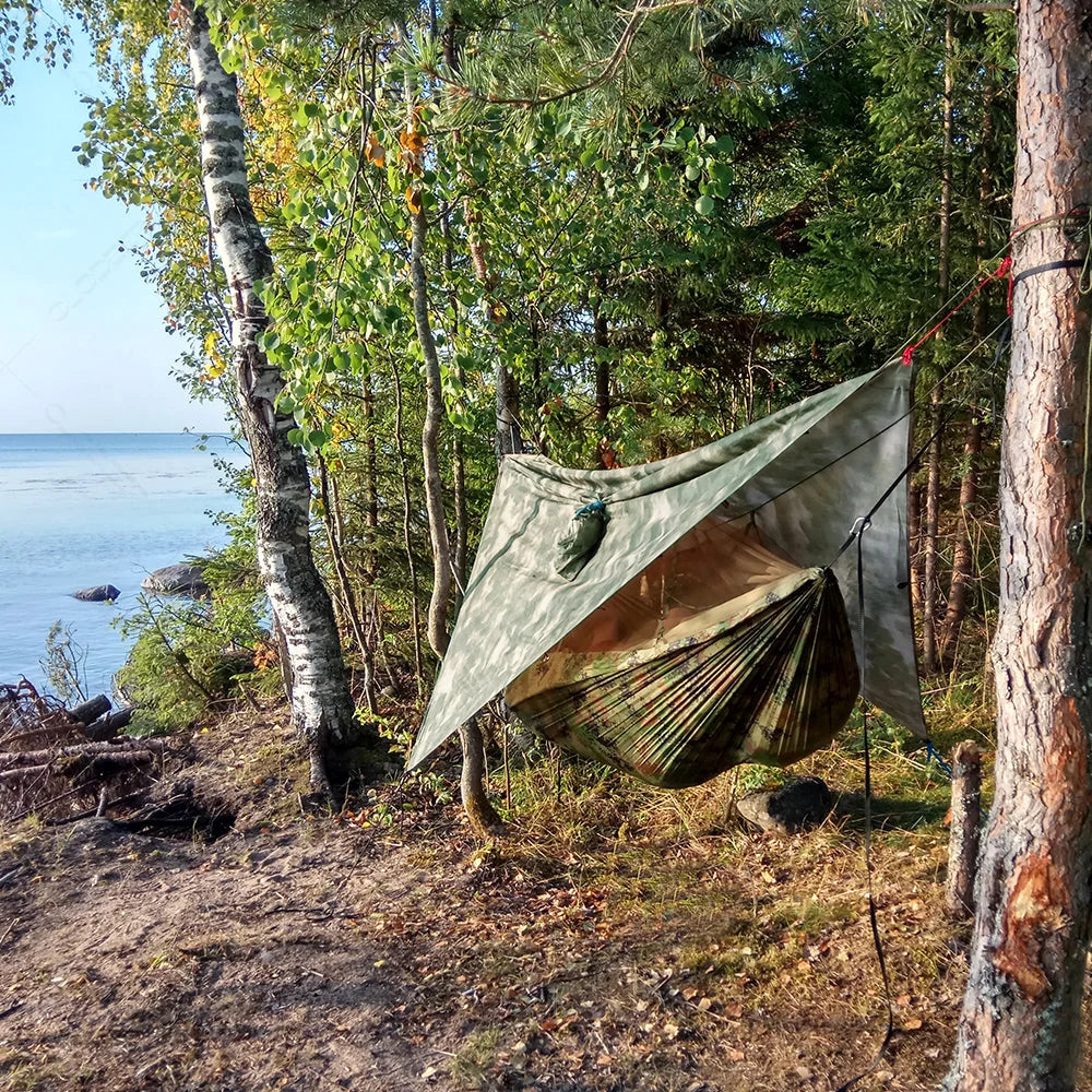 Camping Hammock Two Person Mosquito Net & Rain Cover