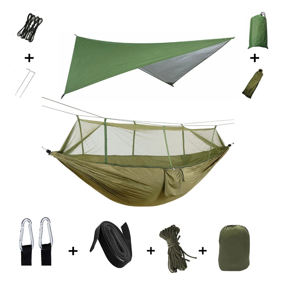 Camping Hammock Two Person Mosquito Net & Rain Cover