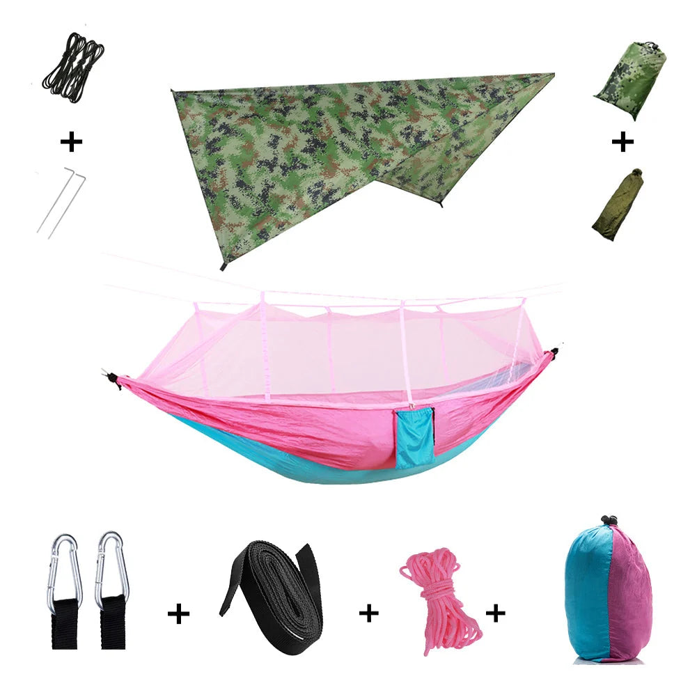 Camping Hammock Two Person Mosquito Net & Rain Cover