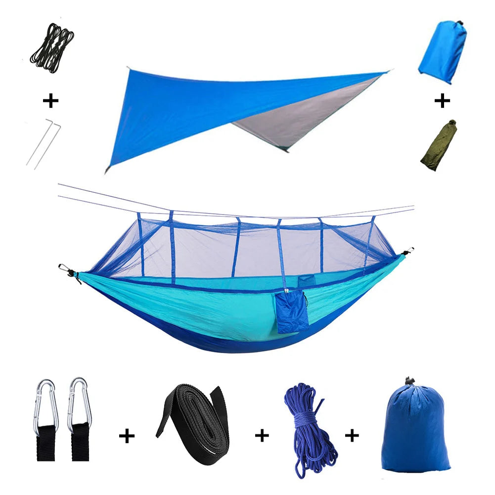 Camping Hammock Two Person Mosquito Net & Rain Cover