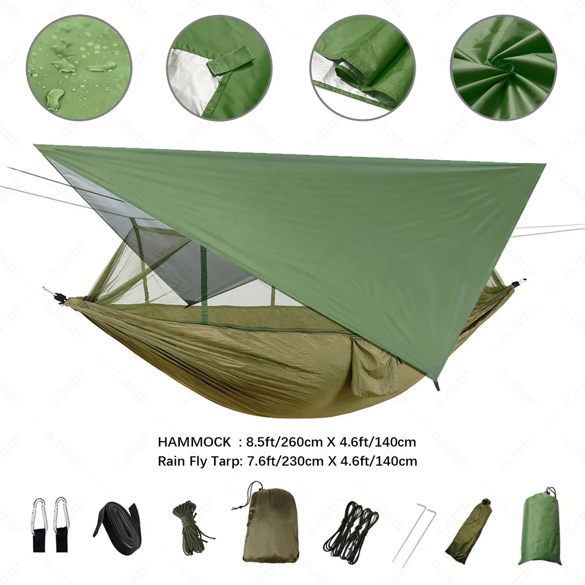 Camping Hammock Two Person Mosquito Net & Rain Cover