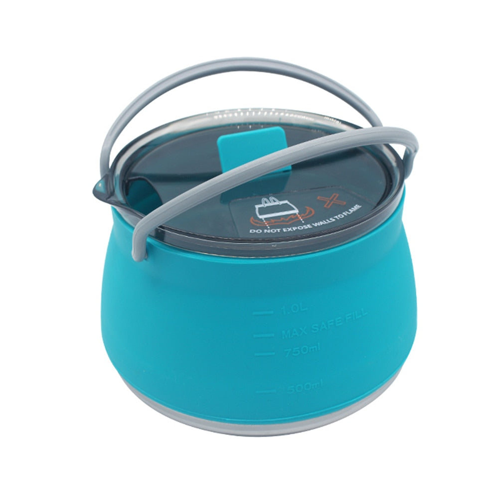 Camping Kettle Collapsible Stainless Steel 1L Capacity