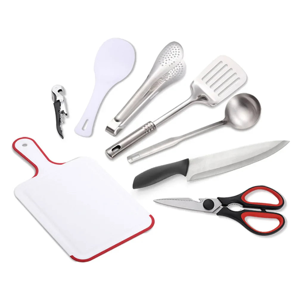 Camping Kitchen Set 9-Piece Stainless Steel With Carry Bag