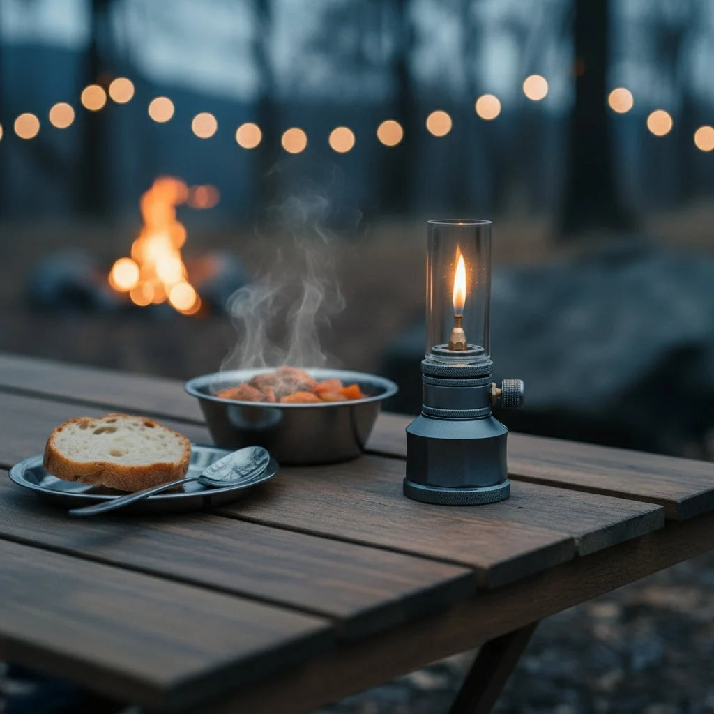 Camping Lantern Adjustable Flame Aluminum & Glass Globe