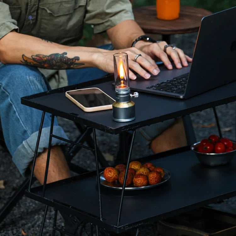 Camping Lantern Butane Aluminum & Glass Adjustable Flame