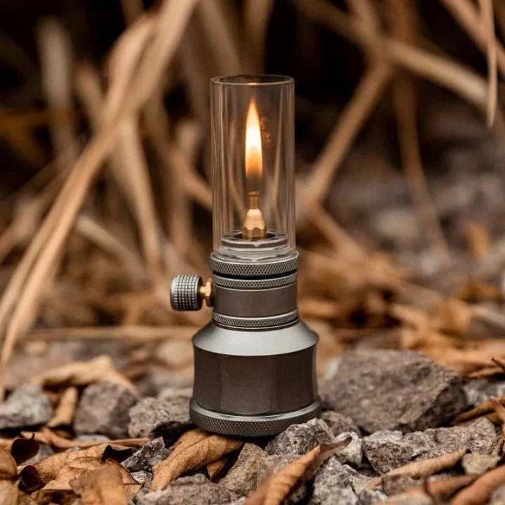 Camping Lantern Butane Aluminum & Glass Adjustable Flame